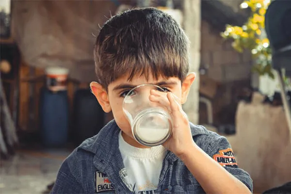 Jongen drink melk